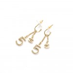 Chanel Gold Tone No. 5 x CC Logo Earrings