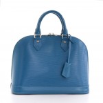 Louis Vuitton Alma NM Blue Cyan Epi Leather Silver Hardware Hand Bag