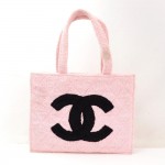 Vintage Chanel Pink Towel Cotton XLarge Shoulder Tote Bag