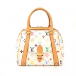 Louis Vuitton Priscilla White Multicolor Monogram Canvas Hand Bag