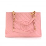 Chanel GST Pink Quilted Caviar Leather Large Grand Shopping Tote Bag