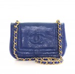Vintage Chanel Blue Lizard Skin Leather Mini Shoulder Flap Bag