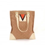 Louis Vuitton Sac Plat Tanger Brown Mini Lin Monogram Canvas Tote Handbag