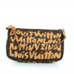 Louis Vuitton Pochette Accessories Beige Graffiti Monogram Canvas Bag - 2001 Limited