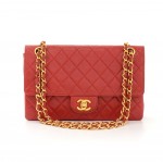 Vintage Chanel 2.55 10inch Double Flap Red Quilted Leather Shoulder Bag