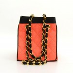 Vintage Chanel Orange Quilted Straw x Black Canvas Mini Shoulder Bag