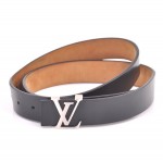 Louis Vuitton Black Leather Ceinture Initiales 30mm Belt