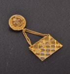 Chanel Vintage Gold Tone Bag Motif Brooch