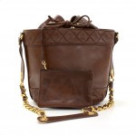 Chanel Bucket Dark Brown Leather Large Shoulder Bag