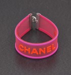 Chanel Pink x Orange Rubber Bracelet with Silver hardware