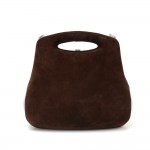 Chanel Millenium Dark Brown Suede Leather Hard Case Handbag