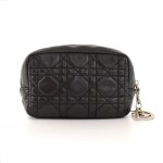 Christian Dior Lady Dior Black Quilted Leather Cosmetic Pouch