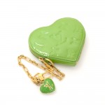 Louis Vuitton Porte Monnaies Cruer Green Pepermint Vernis Leather Heart Shaped Coin Case