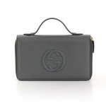 Gucci Gray Leather Double Zip Organizer Travel Wallet