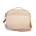 Chanel Travel Line Beige Jacquard Nylon XLarge Laptop Travel Bag + Strap