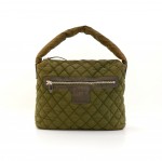 Chanel Cocoon Green Quilted Nylon Tote Hand Bag