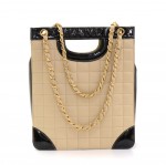 Chanel Beige x Black Quilted Patent Leather 2 WayTote Bag