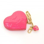 Louis Vuitton Porte Monnaies Cruer Pink Fuchsia Vernis Leather Heart Shaped Coin Case