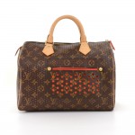 Louis Vuitton Perforated Speedy 30 Monogram Canvas Red Leather City Handbag - 2006 Limited
