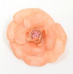 Chanel Vintage Pink Camellia Flower Brooch Pin