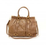 Miu Miu Vitello Lux Brown Leather Large 2way Bag
