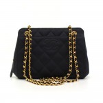 Chanel 8" Black Quilted Satin Shoulder Mini Bag