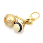 Louis Vuitton Black Mini Lin Ball Charm Gold Tone Key Chain / Holder