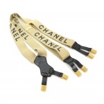 Chanel Beige x Black x Gold Tone Suspenders