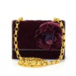 Chanel Burgundy Quilted Velvet Mini Flap Party Bag