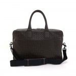 Bottega Veneta Dark Brown Intrecciato Leather Business Hand Bag + Strap