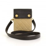 Chanel Black x Beige Quilted Leather 2 way Mini Bag Pouch