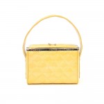 Chanel Yellow Quilted Patent Leather Party Hand Bag