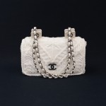 Chanel 2.55 9" Flap White Crochet Knit Shoulder Bag