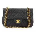 Chanel Black Quilted Leather 2.55 9" Shoulder Bag Gold Chain CC