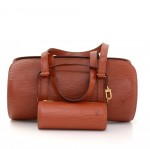 Louis Vuitton Soufflot Brown Kenyan Fawn Epi Leather Hand Bag + Pouch