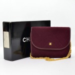Chanel Burgundy Quilted Cotton x leather Small Handbag Gold CC SS393