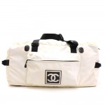 Chanel Sports Line White Nylon Boston Hand Bag