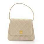 Chanel Beige Quilted Canvas Flap Hand Bag
