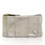 Valentino Silver Metallic Leather Bow Clutch