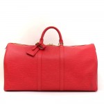 Louis Vuitton Keepall 55 Red Epi Leather Duffle Travel Bag
