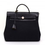 Hermes Herbag Ado Black Canvas Leather Backpack - Spare Bag