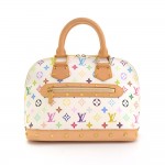 Louis Vuitton Alma White Multicolor Monogram Canvas Hand Bag