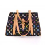 Louis Vuitton Aurelia MM Black Multicolor Monogram Canvas Shoulder Hand Bag