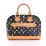 Louis Vuitton Alma Black Multicolor Monogram Canvas Hand Bag