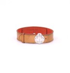 Louis Vuitton Brown Cowhide Leather Bracelet silver hardware