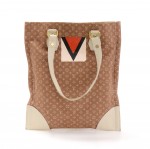 Louis Vuitton Sac Plat Tanger Brown Mini Lin Monogram Canvas Tote Handbag