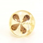 Chanel Brown Clover Motif Clear Ring
