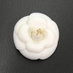 Chanel White Camellia Flower Brooch Pin