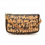 Louis Vuitton Pochette Accessories Beige Graffiti Monogram Canvas Bag - 2001 Limited