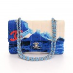 Chanel 2.55 Flap Blue x Red Canvas Surf Beach Shoulder Bag